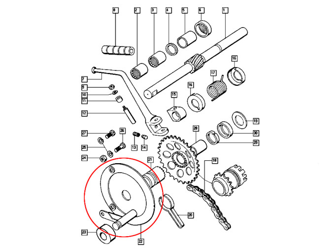 Kickstart mechanism cover plate Tomos A3 zinc product