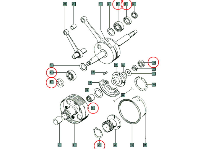 Bearing and seal overhaul set Tomos A3 big product