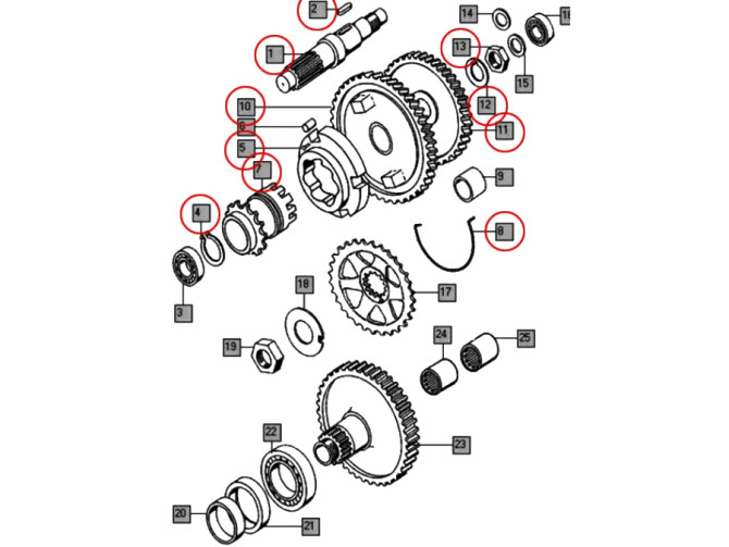 Hauptachse Getriebe Tomos A35 / A52 / A55 Komplett product