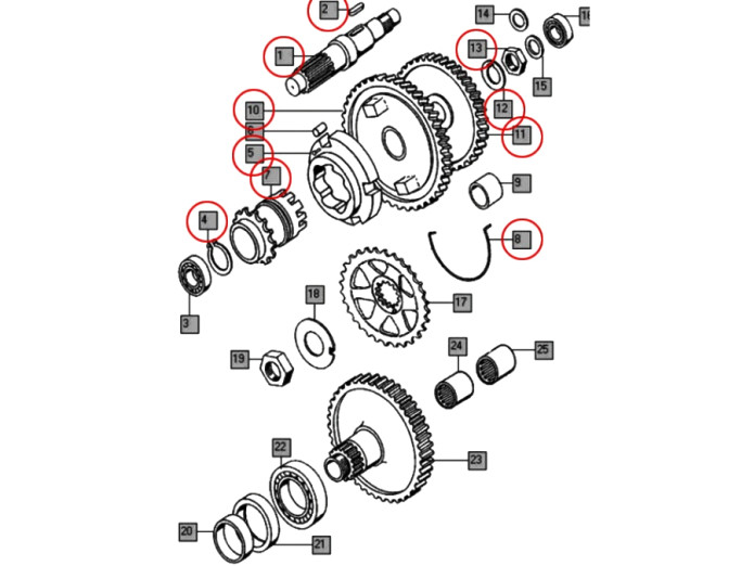 Counter shaft with gear sprockets Tomos A35 A52 A55 complete