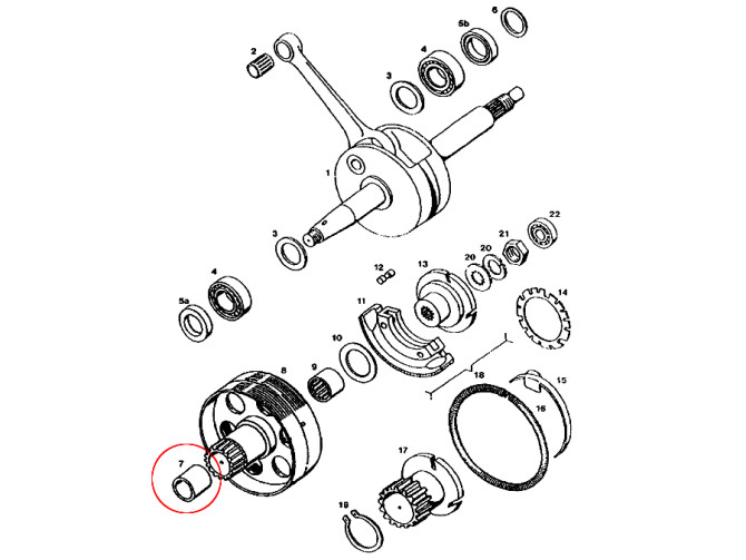 Koppeling Tomos A35 / A52 / A55 koppelingshuis glijlager product