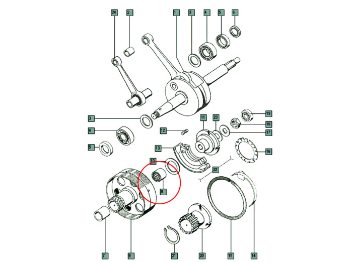 Clutch Tomos A3 clutch bell needle bearing RC081208