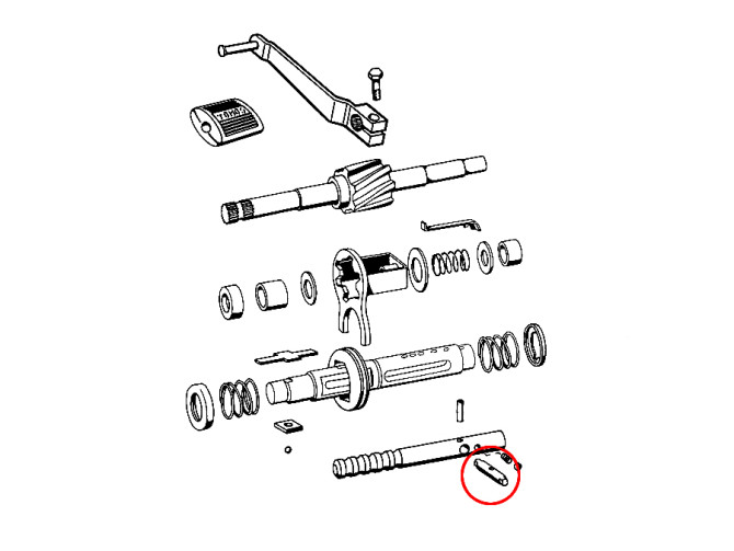 Versnellingsas pen Tomos 4L / APN 7x34mm schakelspie product