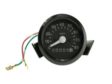 Speedometer kilometer 60mm 80 km/h black universal with light 