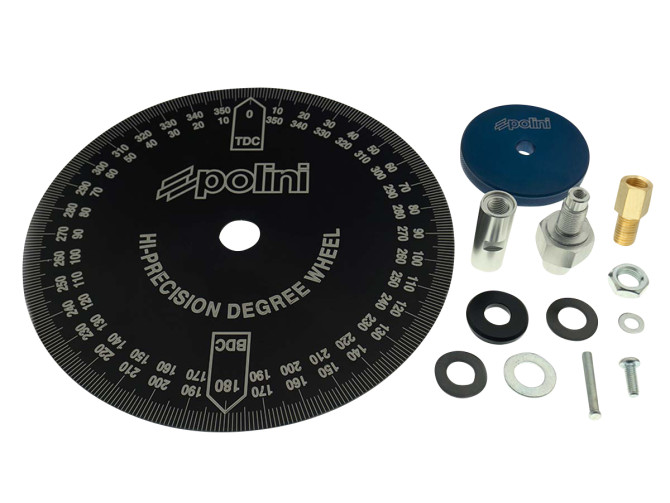 Gradenplaat afstelling voorontsteking Polini met adapters product