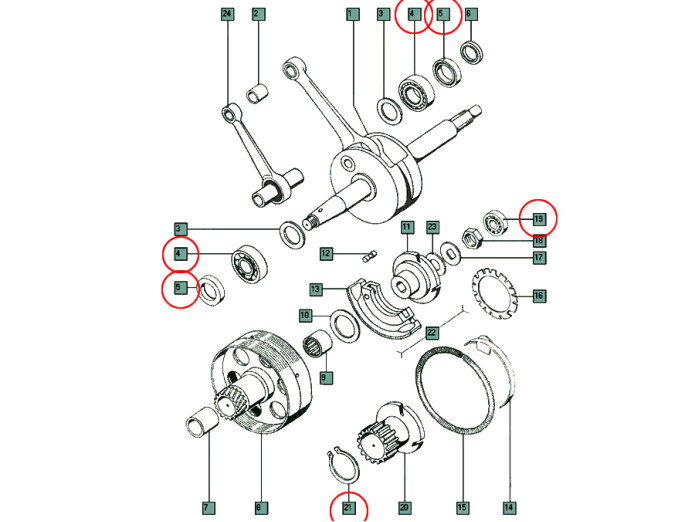 Bearing and seal overhaul set Tomos A3 small