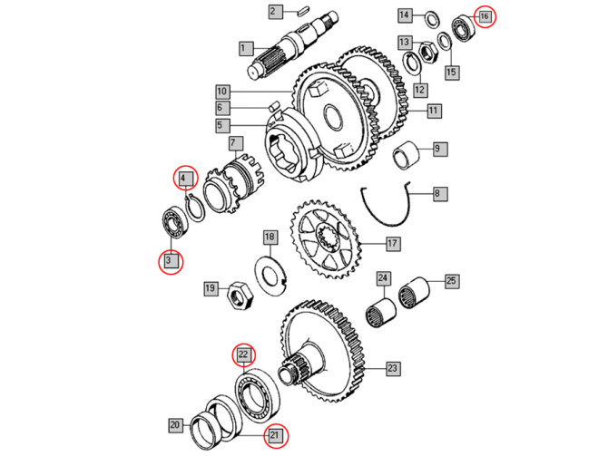 Lager en keerring revisieset Tomos A35 / A52 / A55 klein product