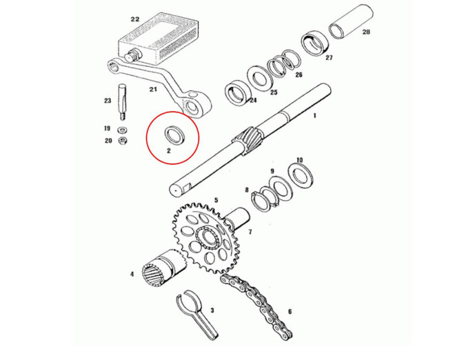 Kickstart as opvulring 2.0mm starter shimring Tomos A3 / A35 product