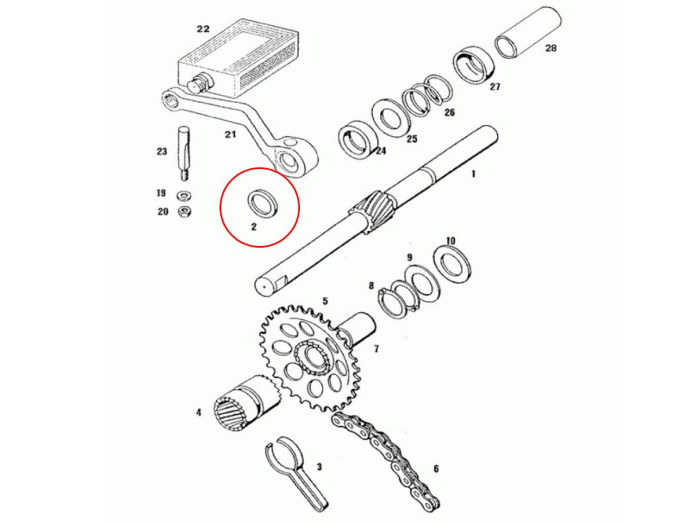 Kickstart Achse Shim 2.0mm Starter shimring Tomos A3 / A35