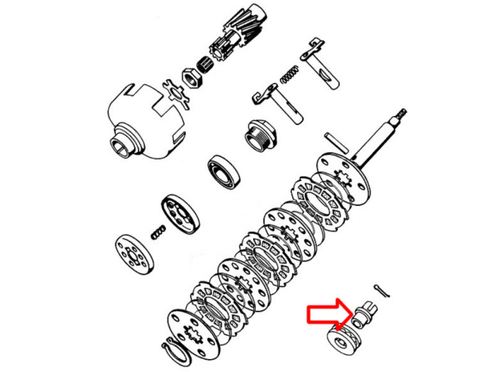 Koppeling Tomos 4L / APN-4 oud model drukgroep moer M8x1