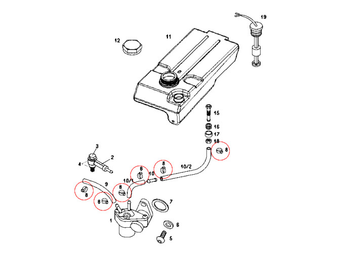 Oil hose ear clamp for Tomos with oil pump / hose product