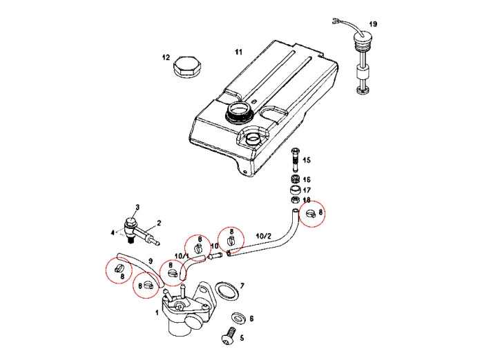 Oil hose ear clamp for Tomos with oil pump / hose