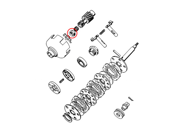 Koppeling Tomos 4L APN-4 oud model moer M14x1 (linkse draad) product