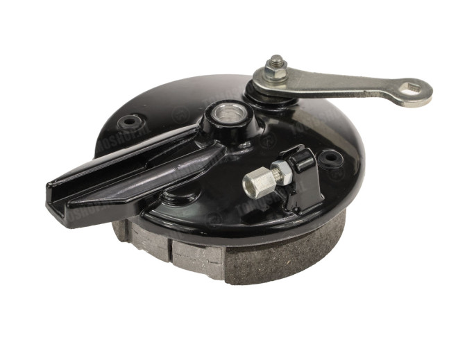 Brake torque plate Tomos A35 / various models 120mm rear (also front) 15mm with 12mm bush black thumb