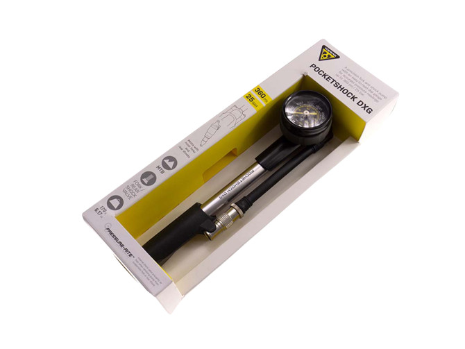 Topeak PocketShock DXG voorvork / schokbrekerpomp manometer product