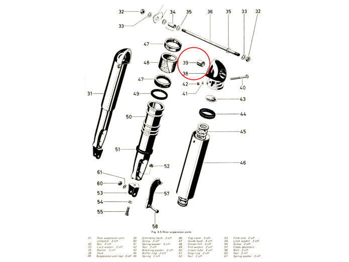 Stossdämpfer Silent Gummiblock Tomos 2L / 3L 8x16x17mm