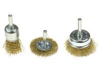 Steel brush tool with pin for drill set 3-pieces