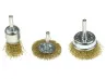 Steel brush tool with pin for drill set 3-pieces thumb extra