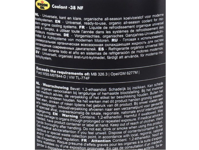 Coolant Kroon Coolant -38 Organic NF 1 liter