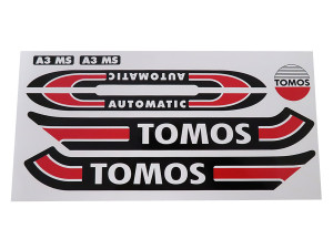 Aufkleber Tomos A3 MS Automatic Rot / Schwarz / Weiß + gratis Aufkleber