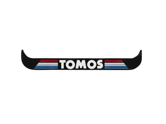 Kentekenplaathouder-sticker Tomos liggend zwart main
