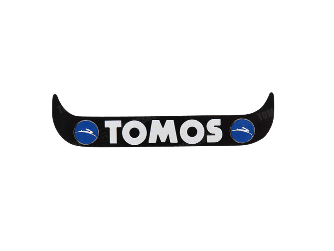 Kentekenplaathouder-sticker Tomos logo staand zwart main