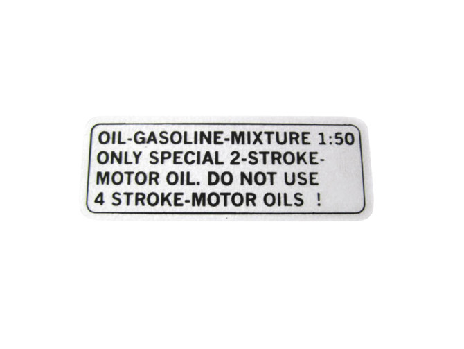 Fuel mix sticker black English version product