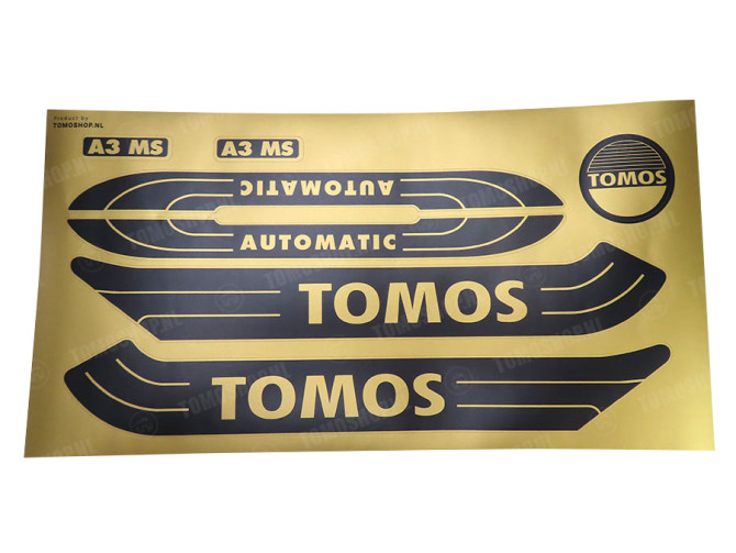 Sticker Tomos Automatic goud / zwart set universeel main