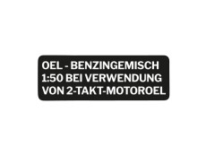 Benzine mix sticker zwart Duitse versie met transparante tekst