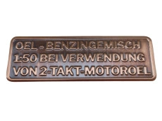 Gasoline mix sticker German RealMetal® copper 