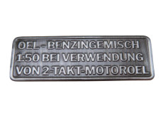 Gasoline mix sticker German RealMetal® silver 