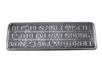 Benzin gemisch Aufkleber Deutsch RealMetal® Silber