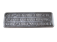 Benzin gemisch Aufkleber Deutsch RealMetal® Silber