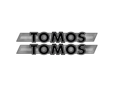 Sticker Tomos logo tank / universal black / chrome 200x28mm