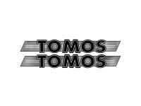 Sticker Tomos logo tank / universeel zwart / chroom 200x28mm