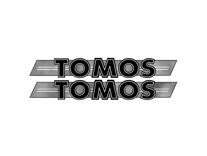 Sticker Tomos logo tank / universeel zwart / chroom 200x28mm product