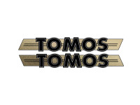 Sticker Tomos logo tank / universeel zwart / goud 200x28mm