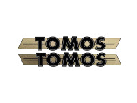 Sticker Tomos logo tank / universeel zwart / goud 200x28mm