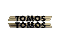 Sticker Tomos logo tank / universeel zwart / goud 200x28mm