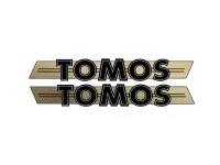 Aufkleber Tomos Logo Tank / Universal Schwarz / Gold 200x28mm
