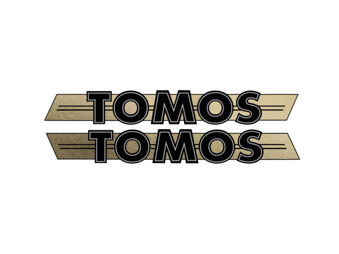 Aufkleber Tomos Logo Tank / Universal Schwarz Gold 200x28mm product