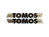 Sticker Tomos logo tank / universeel zwart / goud 200x28mm thumb extra