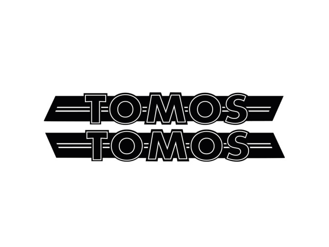 Sticker Tomos logo tank / universeel zwart / wit 200x28mm product