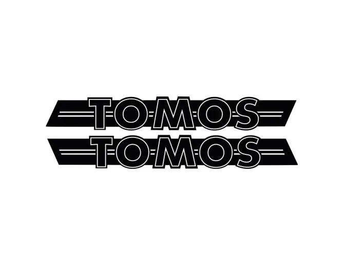 Sticker Tomos logo tank / universeel zwart / wit 200x28mm product