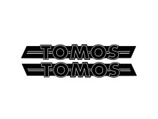 Aufkleber Tomos Logo Tank / Universal Schwarz / Weiß 200x28mm