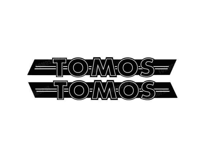 Sticker Tomos logo tank / universal black / white 200x28mm main