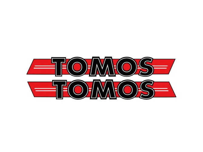 Aufkleber Tomos Logo Tank / Universal Schwarz / Rot 200x28mm product