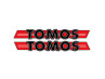 Sticker Tomos logo tank / universeel rood / zwart 200x28mm Sticker Tomos logo tank / universeel rood / zwart 200x28mm