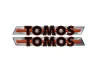 Aufkleber Tomos Logo Tank Universal Schwarz Orange auf Chrom thumb extra