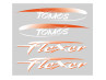 Tomos Flexer tank + frame Aufkleber satz Orange Komplett 4-Teilig